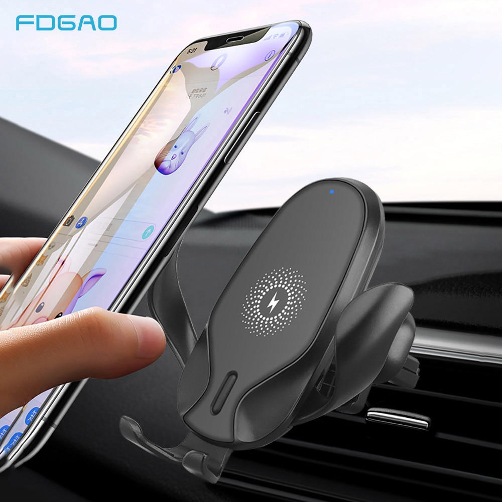 FDGAO 15W Qi Car Wireless Charger Stand for iPhone 12 11 Pro Xs Max Xr X 8 Samsung S20 S10 Note 20 Quick Charge Car Phone Holder