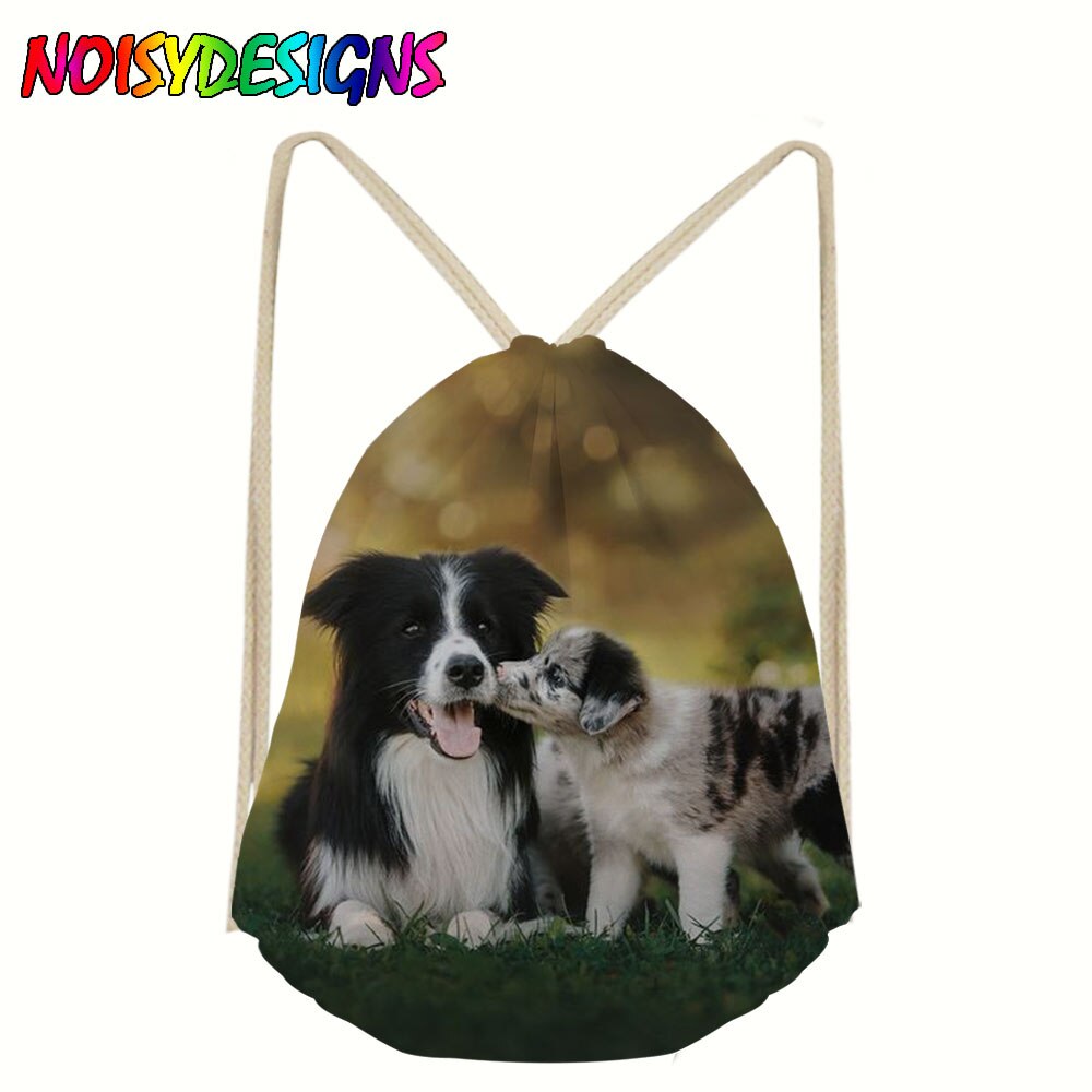 Lin oppbevaring pakke bag border collie hund mønster snøre bag liten mynt veske reise kvinner liten tøy veske veske: Lmyd 3927 z 3