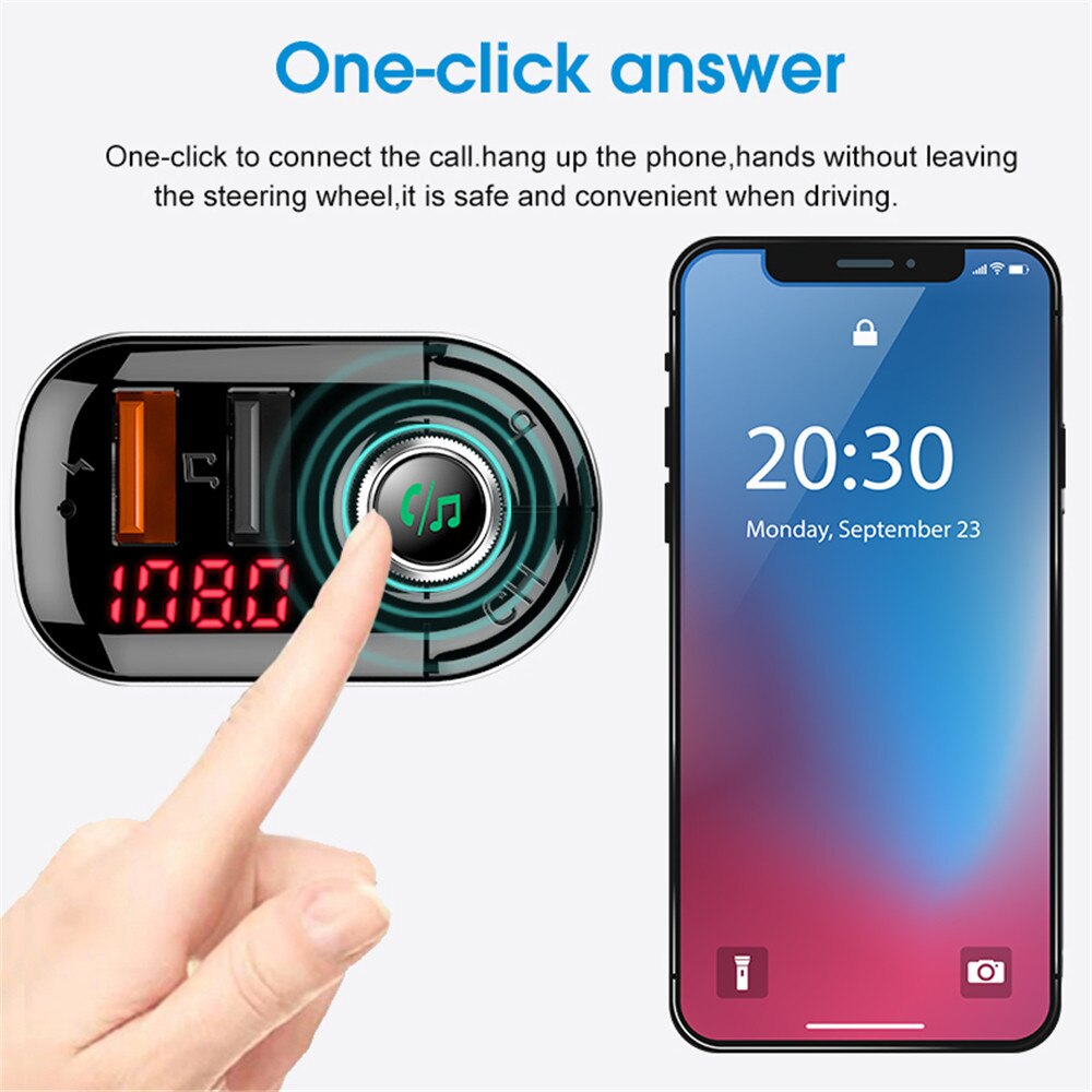Kebidu fm-transmitter 3.1a dual-usb-autoradio mit bluetooth 5.0, kabelloser freisprecheinrichtung, audioempfänger für  mp3- player, schnellladegerät, autozubehör
