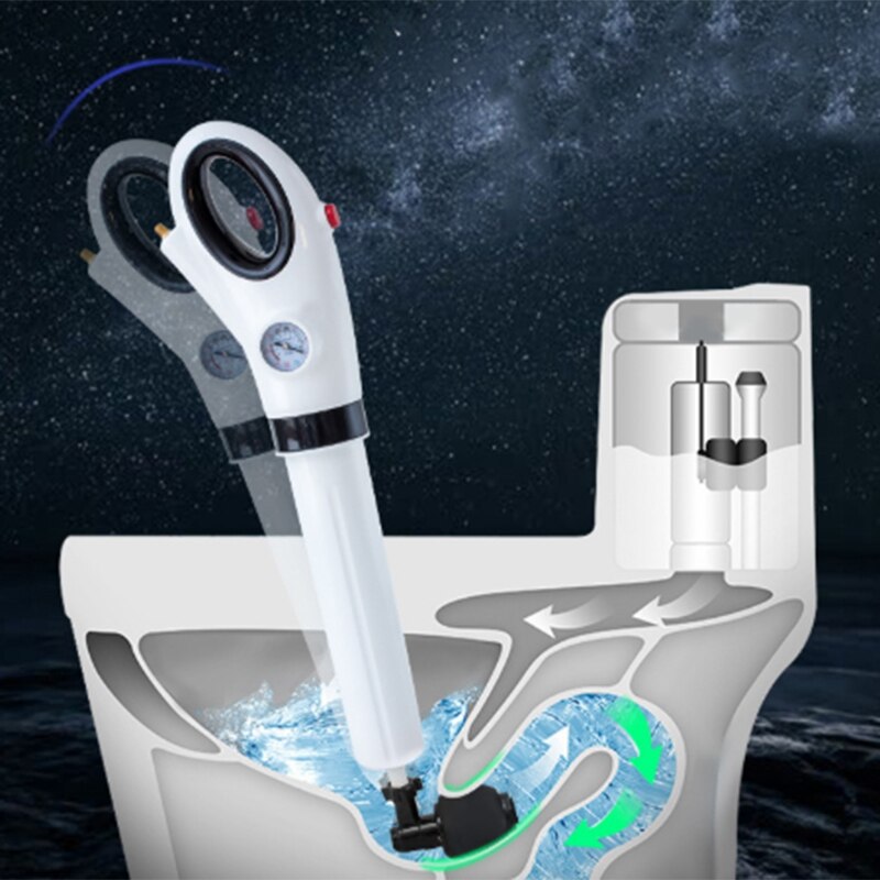 High Pressure Air Drain Blaster Drain Clog Dredge Tools Sewer Dredger Powerful Toilet Plunger Auger Cleaner for Bathroom Kit