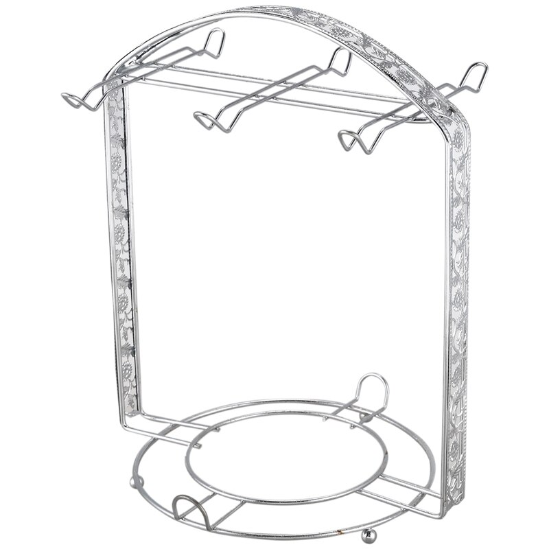 Support en métal plaqué argent pour tasse à café, plaque de cuisson, support à vaisselle, peut accrocher la plupart des 6 tasses et soucoupes: Default Title