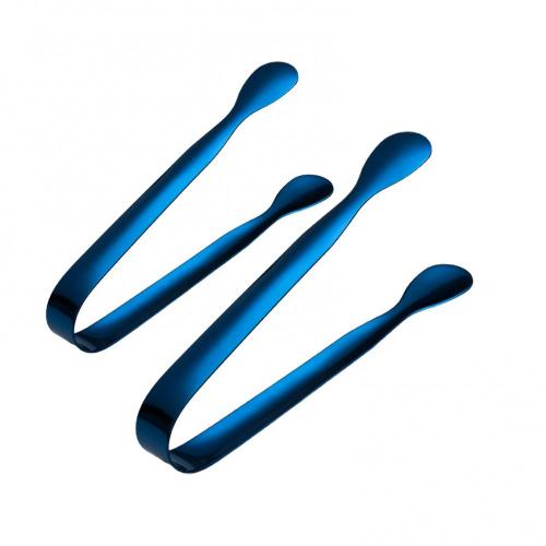 2 szt. Kostki lodu ze stali nierdzewnej szczypce robić cukru na spotkanie przy herbacie Kawa bar jedzenie porcja wielokolorowe mini szczypce małe szczypce robić lodu: Niebieski