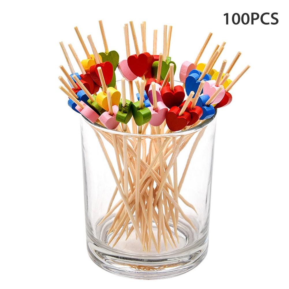 100 Stks/set Wegwerp Cocktail Picks Handgemaakte Bamboe Tandenstokers Vruchten Sticks Barbecue Picknick Feestartikelen: Default Title