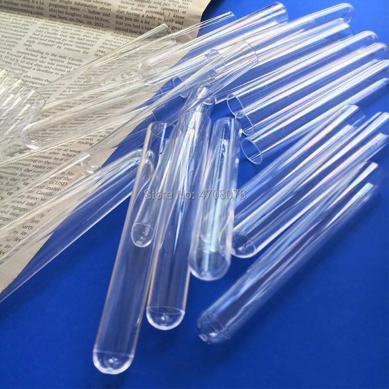 Tubos de ensayo de plástico transparente, suministros de laboratorio, , 15x200mm, 100 unids/lote