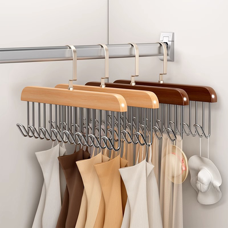 Cintre de rangement multifonctionnel pour vêtements pour femmes, porte-ceinture en bois, support robuste et durable pour bonnets, écharpes, soutien-gorge, fournitures de Cisco