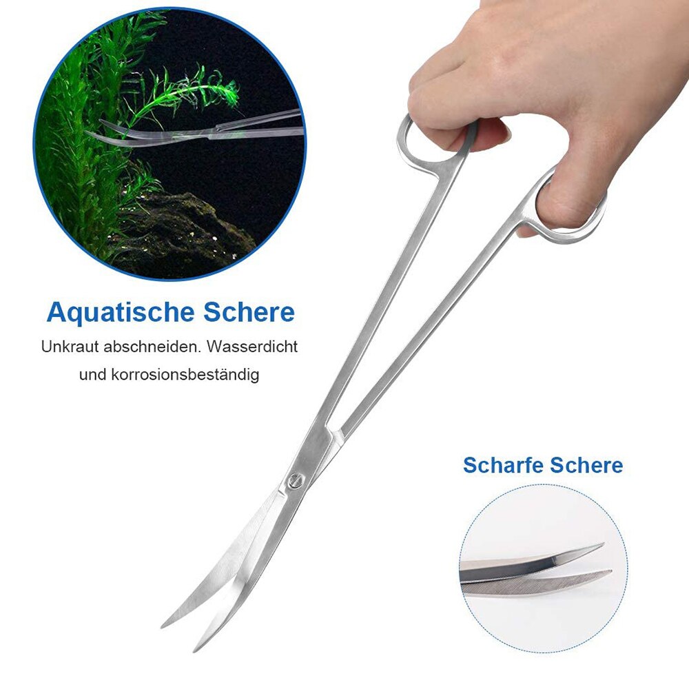 4 pcs Aquarium Tank Tools Kit Aquascaping Fish Tank Aquatic Plants Long Tweezers Scissors Stainless Steel Maintenance Tool