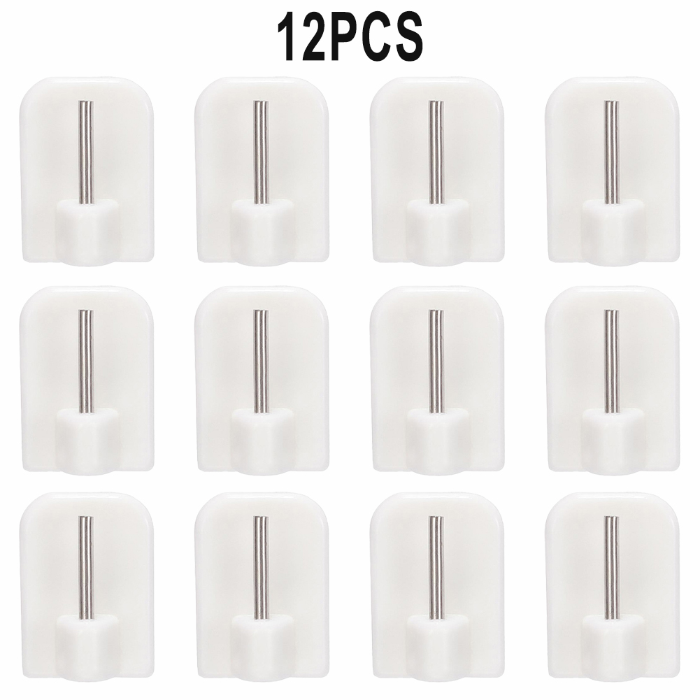 4/8/12PCS Curtain Hooks Self Adhesives Hook Curtain Rod Hook Bracket White For Storage Rack Kitchen&Window Bath Door Wall Hanger: light green