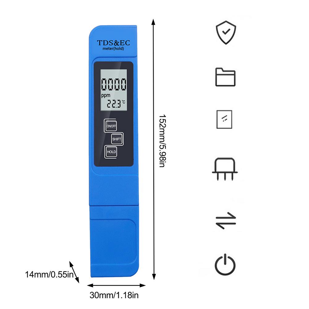 3-in-1 TDS Water Tester Meter Widely Used Water Testing Pen Water Analysis Meter Monitor Water Test Tool: Blue