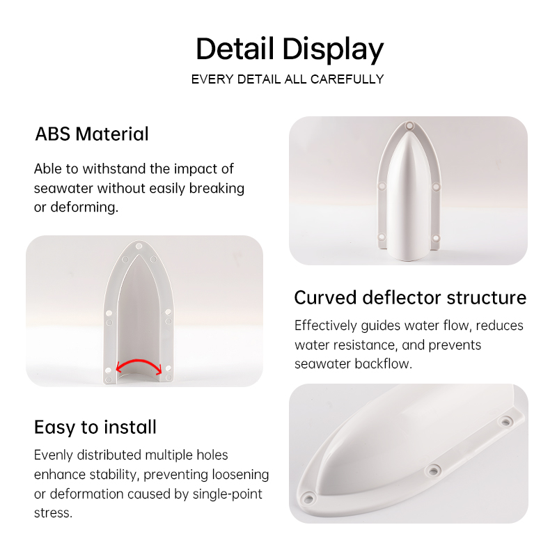 Marine Clamshell Drain Cover – Anti-Backflow Boat Drain Deflector, Waterproof Splash Guard, Reduces Water Resistance, ABS,