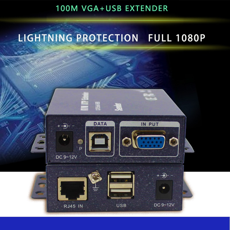 1080P 100m VGA KVM UTP Extender met usb-poort voor DVR VGA USB KVM Extender over cat5 cat6
