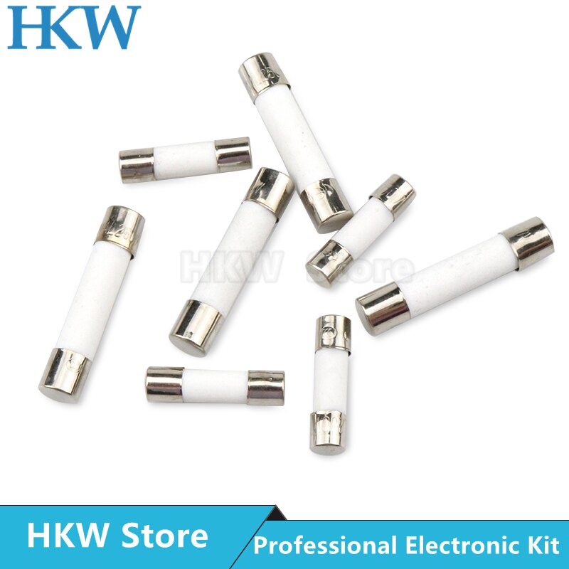 10 unids/lote 5*20mm 6*30mm fusibles de tubo de soplado rápido 250V 0.5A 1A 2A 3A 4A 5A 6A 6.3A 8A 10A 15A 20A 25A 30A AMP fusible de cerámica