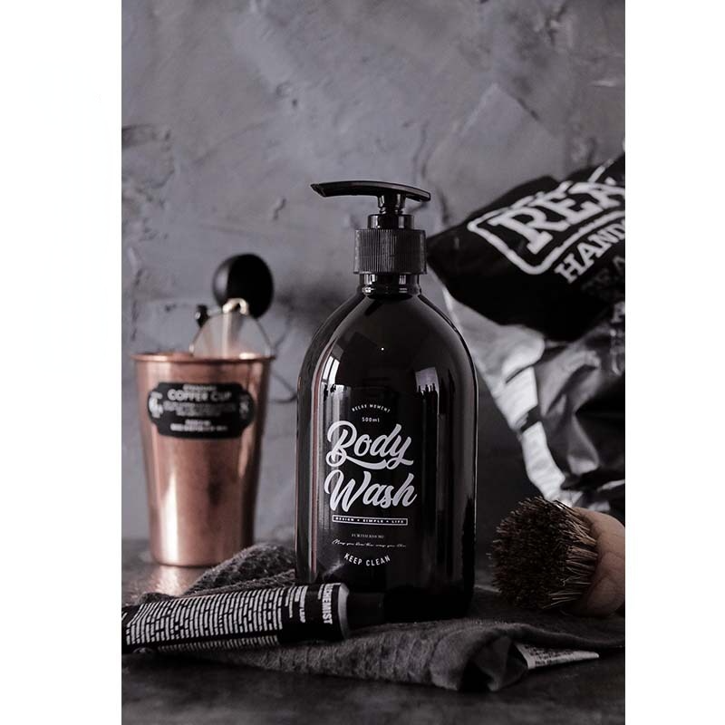 500 ml Haustier-Flüssigseifenflasche, braun, für Badezimmer, Duschgel, nachfüllbare Flasche, Shampoo, Shampoo, SpüLunge, Lotion, Pressspender