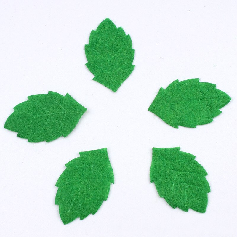 50pcs Non-woven Green Leaves Leaf Card Making Decorating DIY Handmade Sewing Crafts Felt Handcraft Applique Wall Stickers