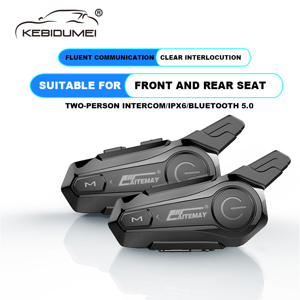 Kebidu-oreillette Bluetooth pour moto, appareil de communication pour casque, Intercom pour 2 motocyclistes, sans fil, portée 100M, musique