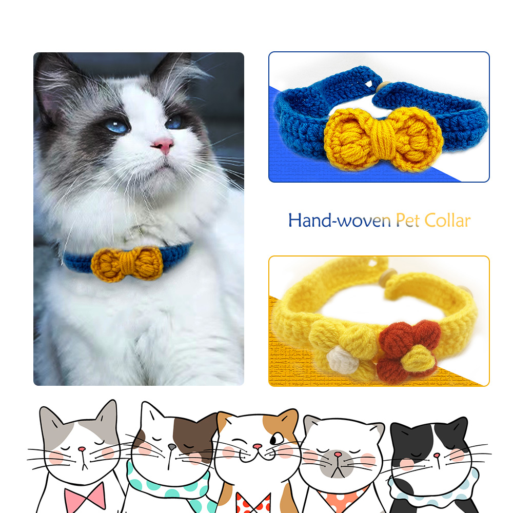 Collares de ganchillo para gatos y perros, bufandas para mascotas, pajaritas de flores, collares tejidos a mano, accesorios para gatos, Schnauzer