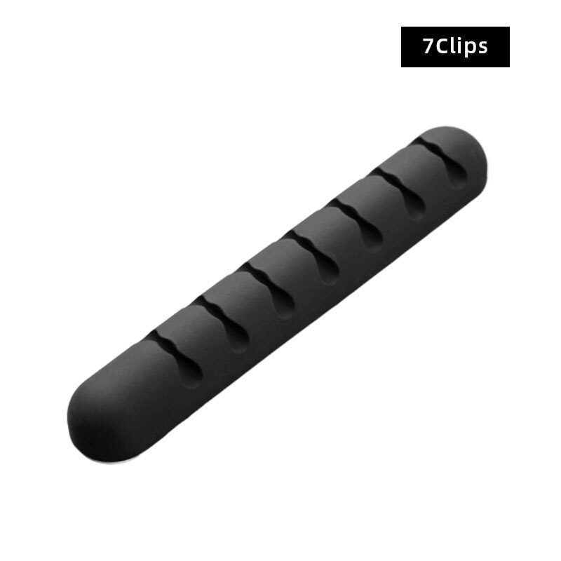 Silicone Cable Organizer USB Cable Holder Flexible Cable Winder Management cable Clips Holder For Mouse Keyboard Earphone Desk: 7Clips-1Piece