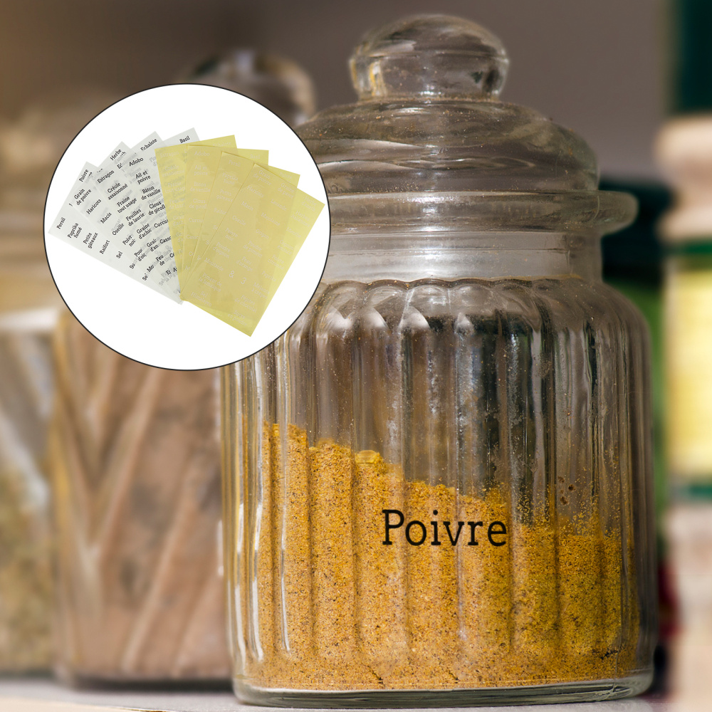 1 Set 208pcs French Ingredients Name Label Decals Spice Labels for Home