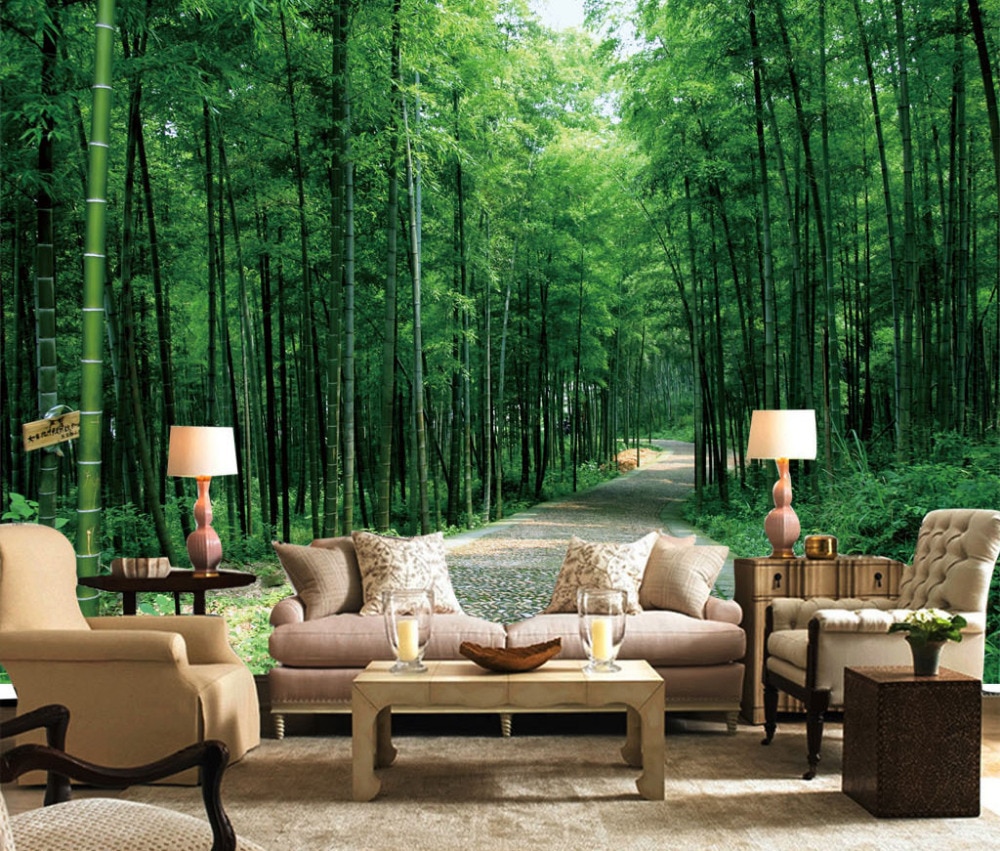 Waterproof Self-adhesive Wall Stickers TV Backdrop Wall Mural Hotel Living Room Landscape Photo Wallpaper Decal Forest