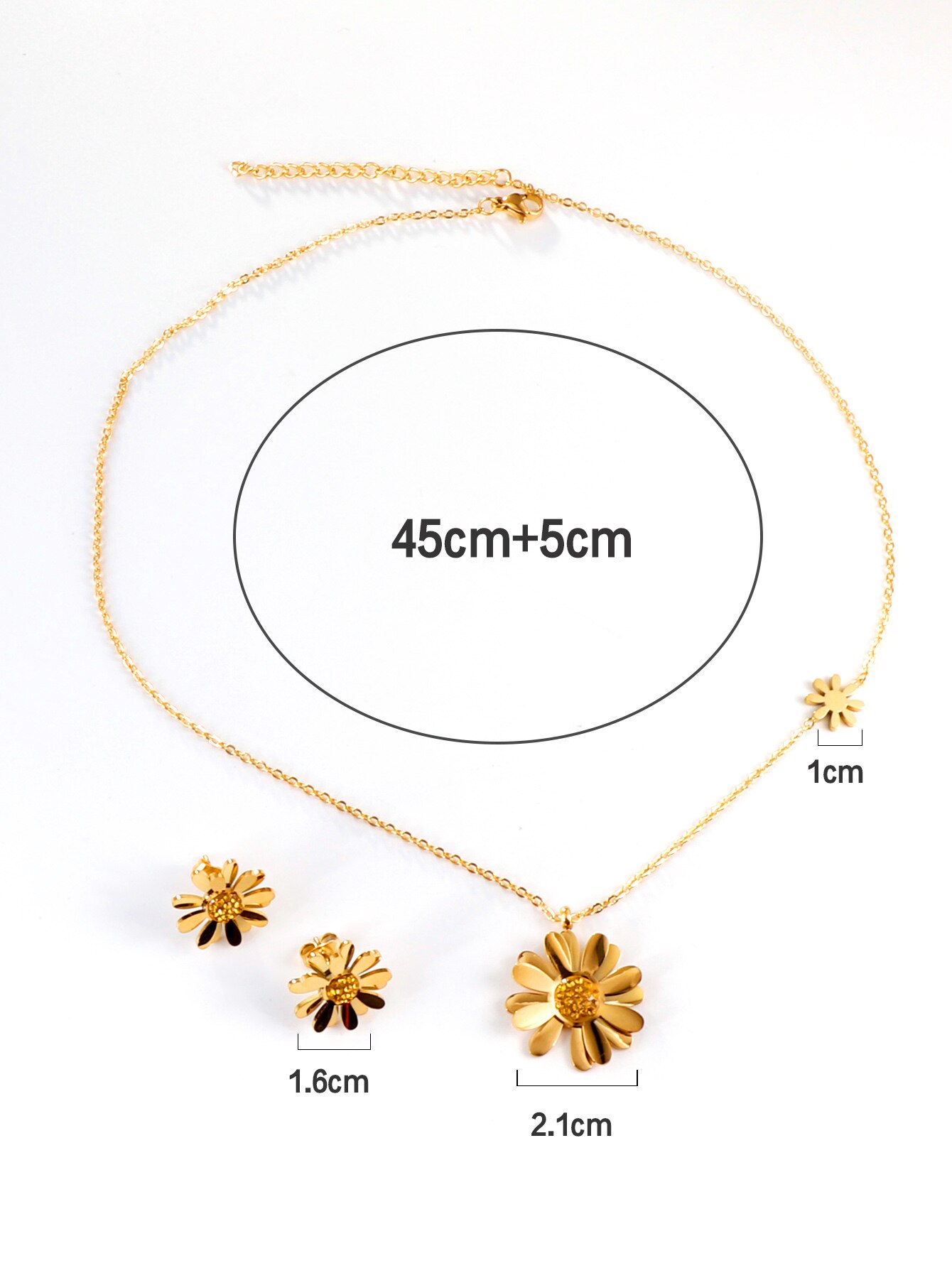 Luxukisskids koreansk small daisy rustfrit stål halskæder øreringe sæt til kvinder kontor smykke sæt pendientes mujer