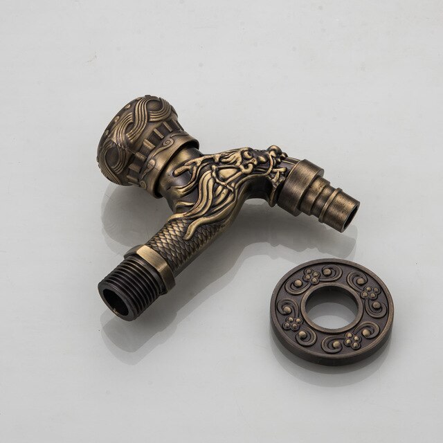 Robinet en cuivre Antique sculpté Dragon | Robinet de jardin, Bibcock de Machine à laver, robinet d'extérieur, robinet de lavabo simple froid: A