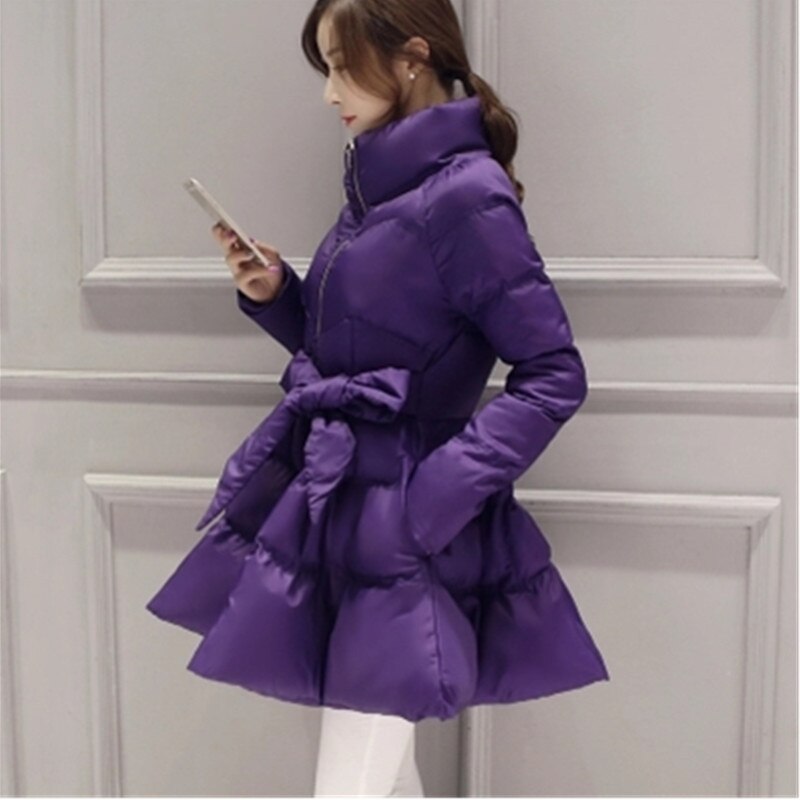 UHYTGF – jupe en duvet pour femme, manteau , Parka, taille avec nœud, Style, 979