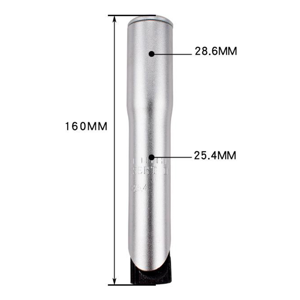 Alu cykel frempind stigrør adapter 1 1/8 &quot; φ 22.2mm 25.4mm 160mm road mountainbike frempind forlænger løftestang komponenter: Sølv 25.4mm