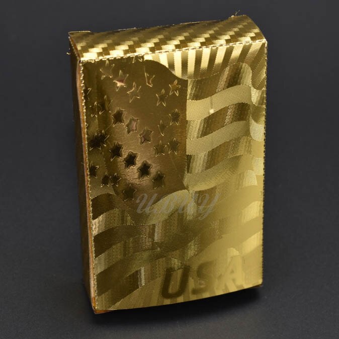 Farverigt amerikansk flag flagrende guld sølvfolie spillekort plast vandtætte kort til indsamling: Guld 2