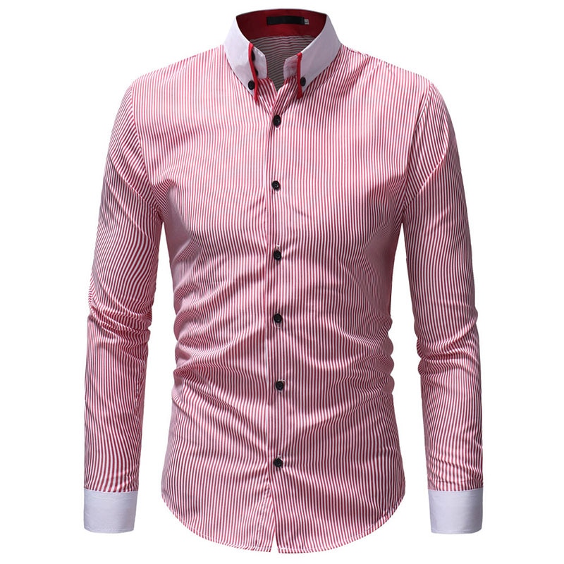 Slim fit check point kraag gestreepte overhemden herenkleding lange mouwen herenoverhemden casual herenoverhemd