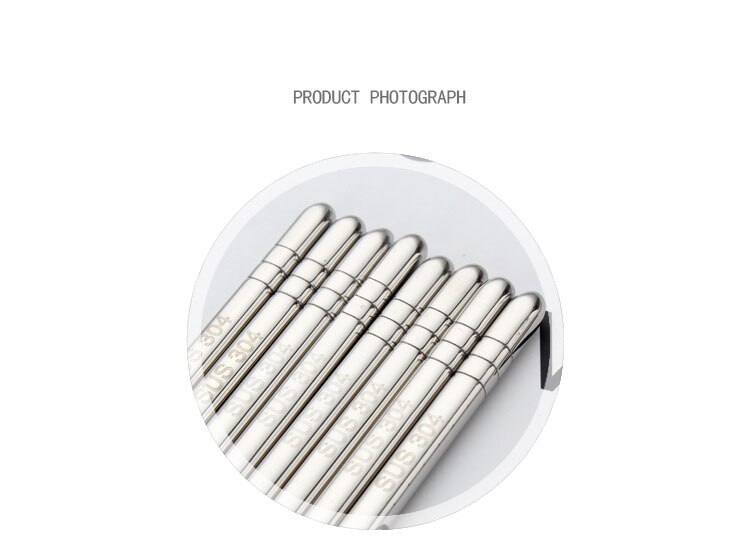 Steel Chopsticks Set Food Sticks Sushi Tableware Cutlery SUS 304 Non-slip Anti - Bacterial Anti - Corrosive Environmental Health: 5 pairs