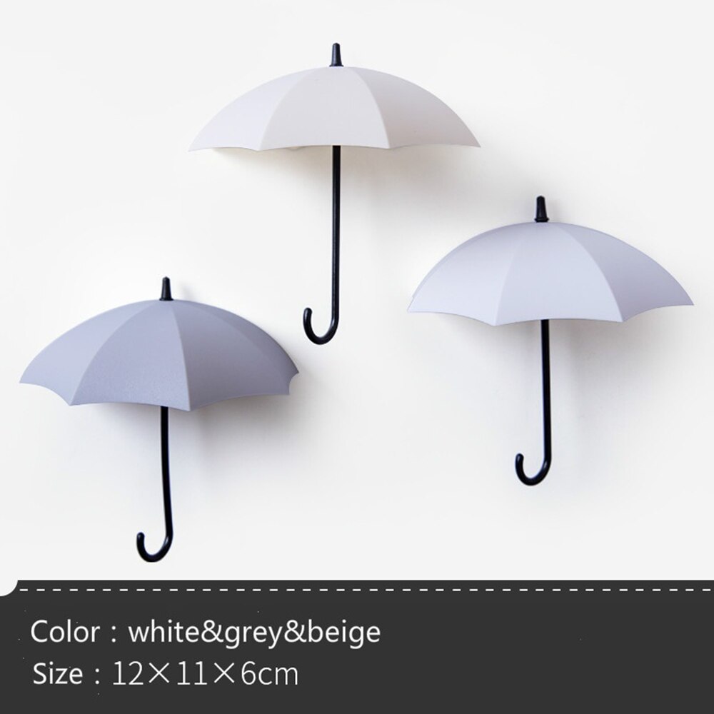 3 stk / sæt selvklæbende køkkenkroge sød paraply vægbøjle vægindretning tøj frakke hat bøjle gadget: 2