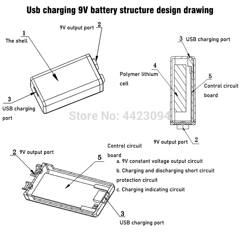 Model Usb Battery USB lithium Rechargeable Battery 9V 500mAh for Mul... – Grandado