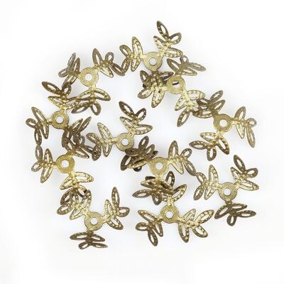 100Pcs Kleeblatt 18mm Filigree Bead Caps für Schmuck Machen Blume Perlen Kappen Erkenntnisse Diy Armband Ohrringe Zubehör: 18mm Bronze