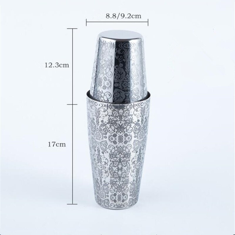 Neue 1350ml Boston Doppel Geschnitzte Blume Wodka Schüttler Bar Werkzeuge Bpa Frei 18/8 Edelstahl hoch-Ende-Whiskey Cocktail-Shaker