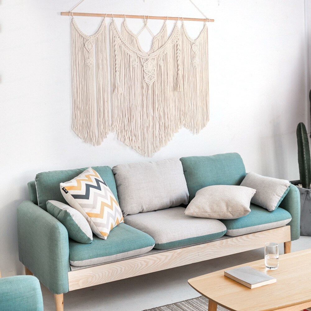 Floral Tapestry Wall Hanging Bohemian Handmade Woven Tapestry Geometric Modern Boho Living Room Bedroom Decoration