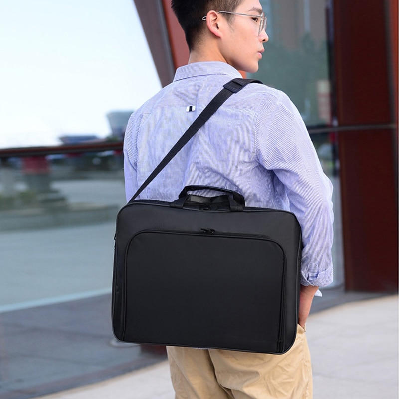 Bolsa para laptop masculina 15 17 visual, bolsa de mão para escritório empresarial, bolsa de ombro preta de nylon casual, bolsa de armazenamento de documentos xa260m