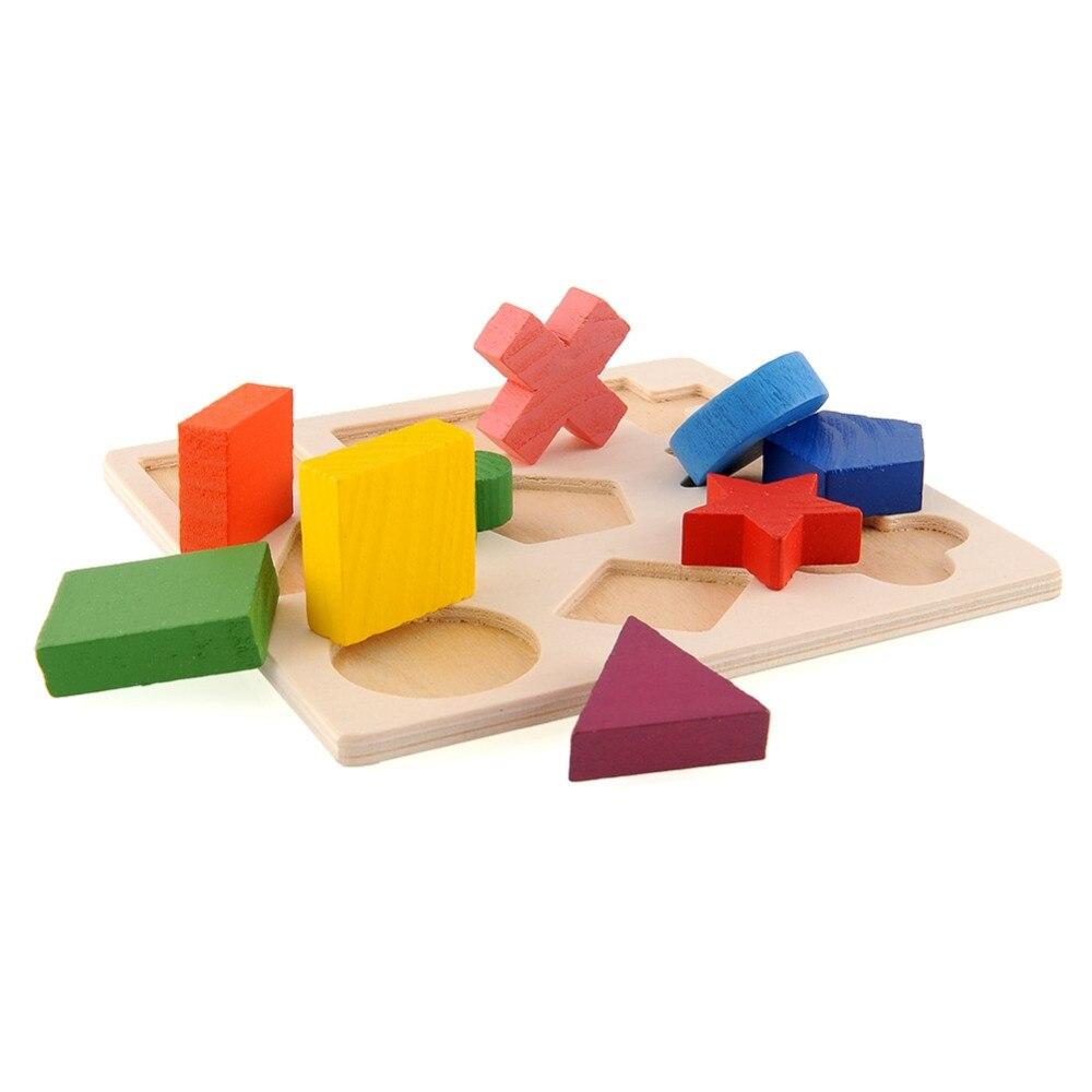 Clearance!Wooden Geometric Shapes Puzzle Sorting Math Bricks Preschool Learning Educational Game Toddler Toys for Children