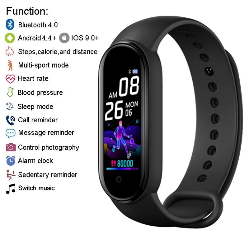 M5 Smart Band M5 Smart Uhren Sport Fitness Tracker Pedometer Herz Rate Blutdruck Monitor Bluetooth Armband Männer Frauen