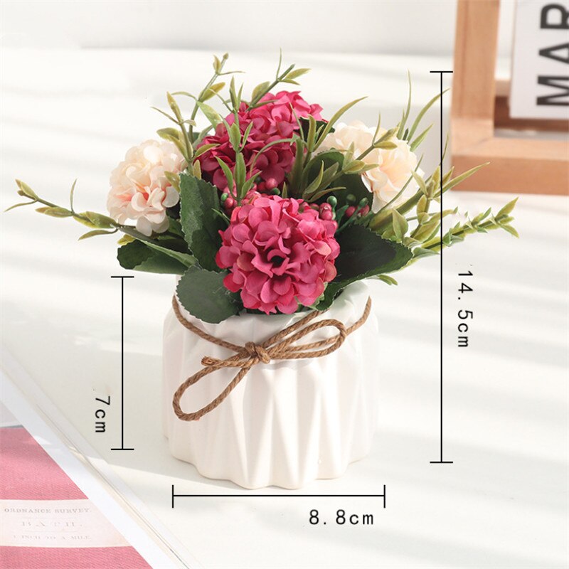 European Ceramic Vase with Artificial Flowers Minimalist Office Desktop Indoor Green Plants Pot Home Garden Decoration Vases: White