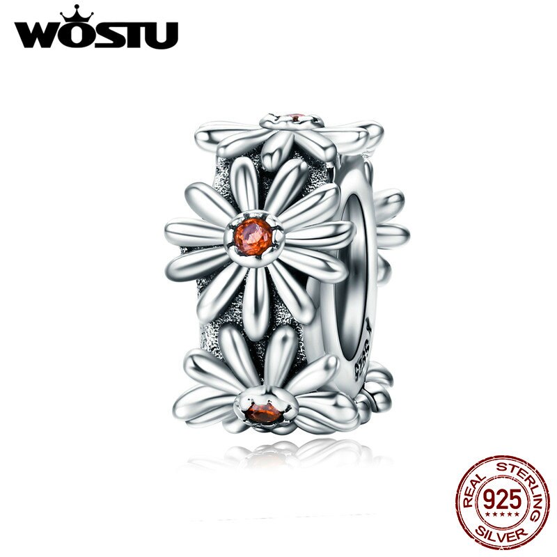 WOSTU-collier en argent Sterling 925, breloques de marguerites chérie, breloques d'espacement, originale, bijou