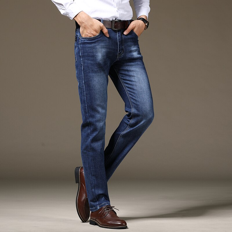 Icapns denim herre jeans lige denim bukser klassisk elasticitet jeans mænd business casual lange bukser efterår