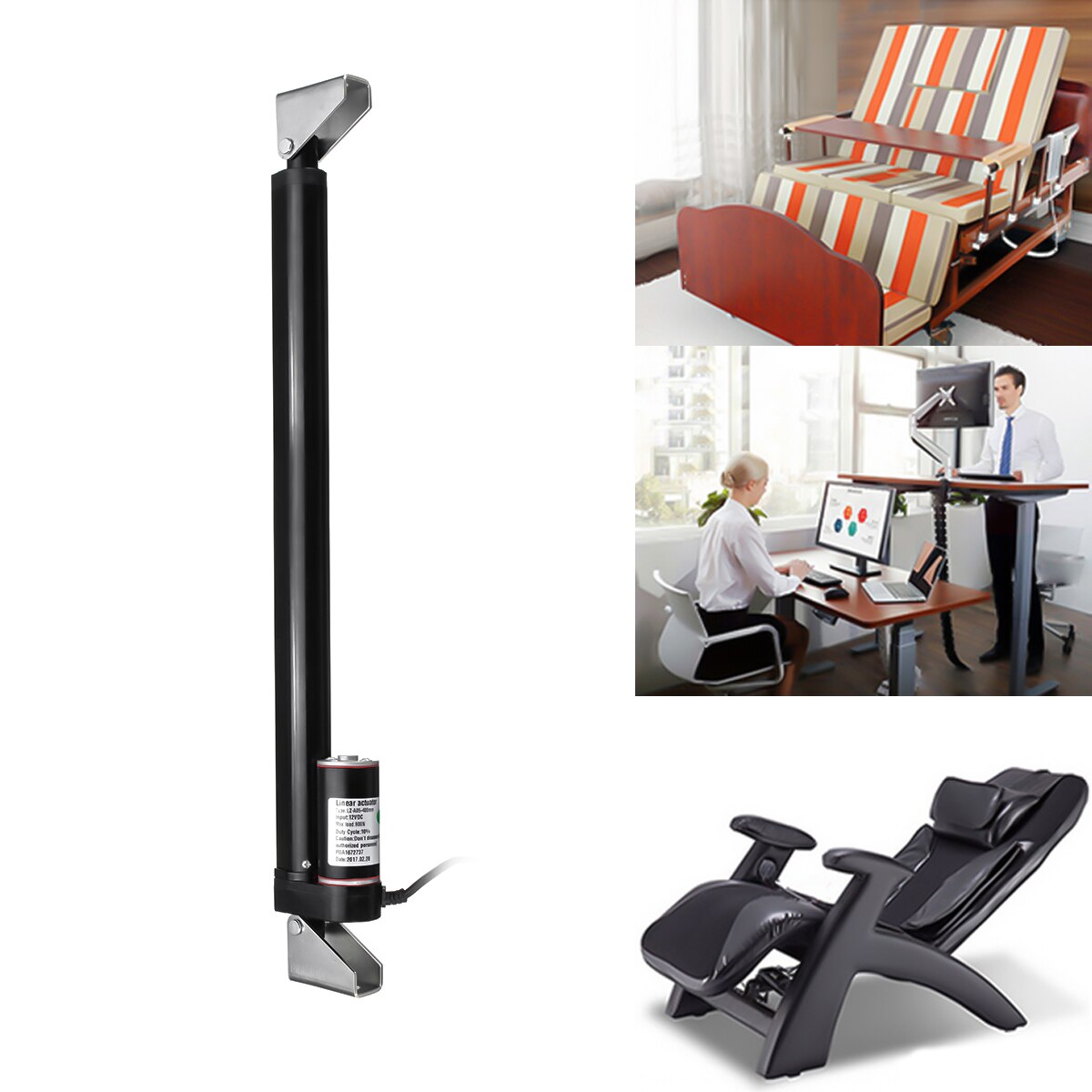 2-16 Inch 900N 225Lbs Black Linear Actuator Stroke Max Lift Output 12V DC 7-10mm/s Electric Linear Actuator Motion Controller