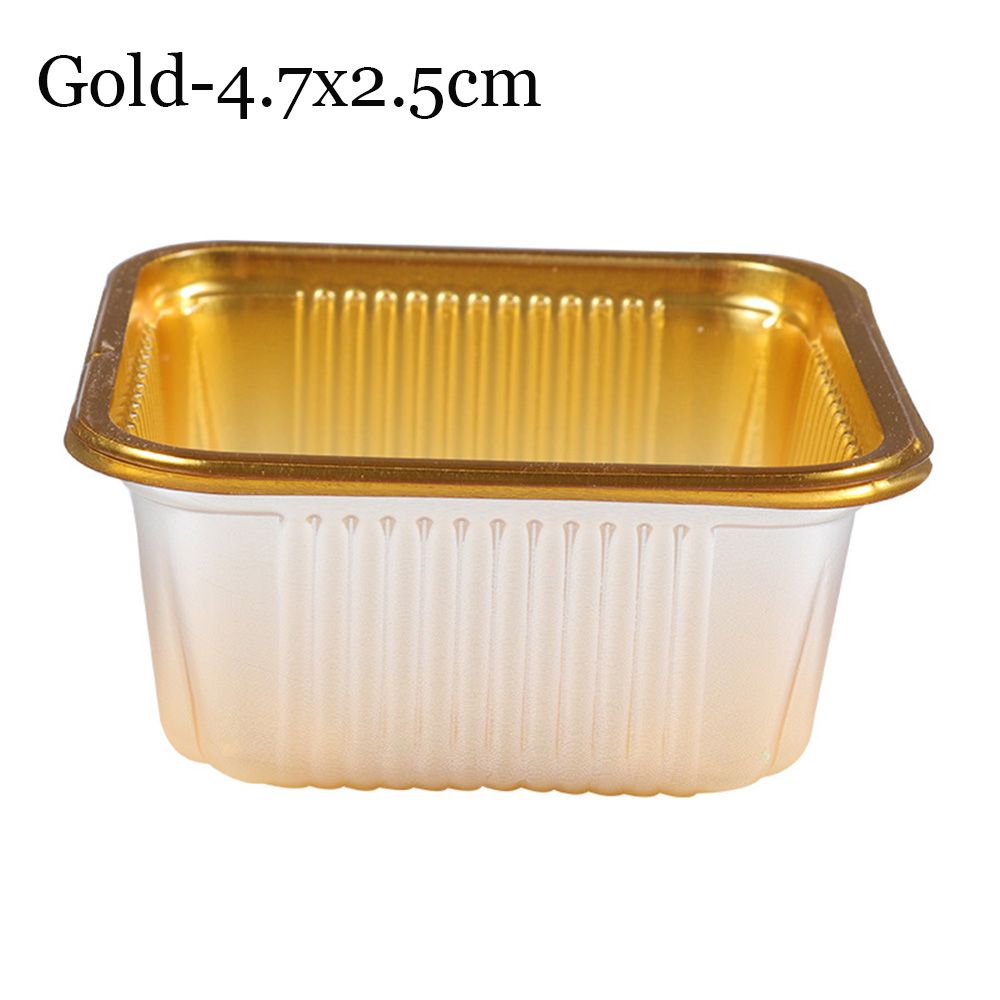 100pcs Moon Cake Bottom Tray Packaging Box Egg Yolk Crisp Mung Bean Cake Inner Tray Golden Thickened Blister Packing Plate Decor: gold 4.7x2.5cm