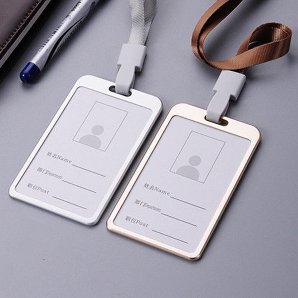 Metal ID Badge Card Holder Business Security Pass Tag Holder with Lanyard
