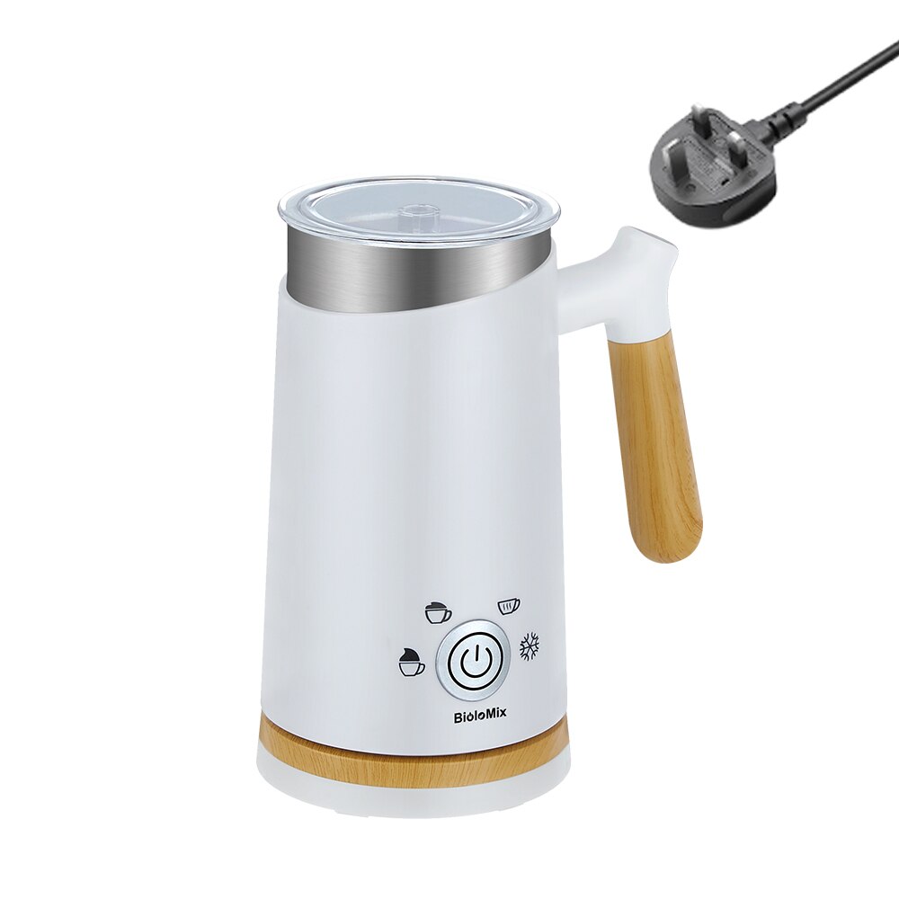Biolomix maidonvaahdotin 4 in 1 sähköinen maidon höyrytin ja kylmä maitovaahto kahvivaahtokone cappuccinoa, lattea, maitoa varten: 220-240v uk pistoke