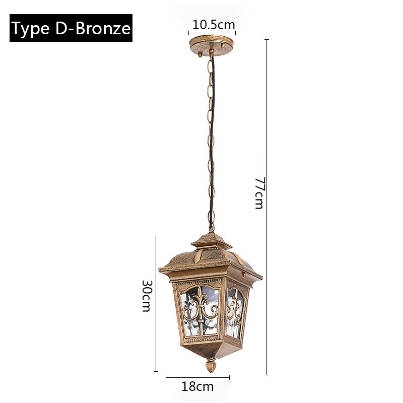 Lampes suspendues imperméables européennes en plein air rétro village lustre balcon couloirs lumières raisin support lampe à suspension luminaire: Type D bronze