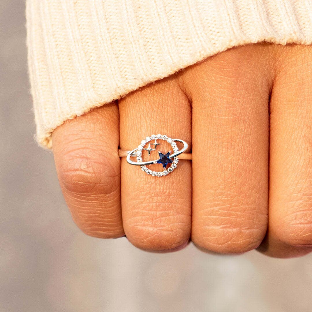 Speciale Star Planet Ring Saffier Ster Maan Ring, leven Is Een Reis Planeet Ring Moederdag Sieraden Anillo: 6