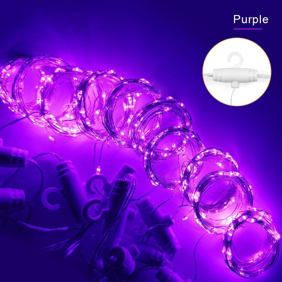 100/300 Leds LED Fenster Vorhang Schnur Licht Dimmbare USB DC5V 8 Modi für Hochzeit Heimat Garten Schlafzimmer Zauberstab Dekorationen: Violett / 3mx3m mit 300 LEDs