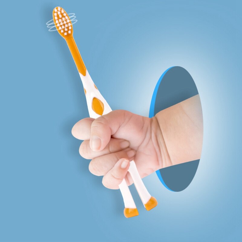 3Pcs Kinderen Tandenborstel Cartoon Fijne Zachte Haren Orale Cleaningtoothbrushs Cuit Giraffe Type