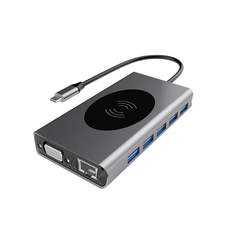 13 in 1 USB C HUB, PD Fast Charge Can Be Connected to Gigabit Wired Network for PC Laptop