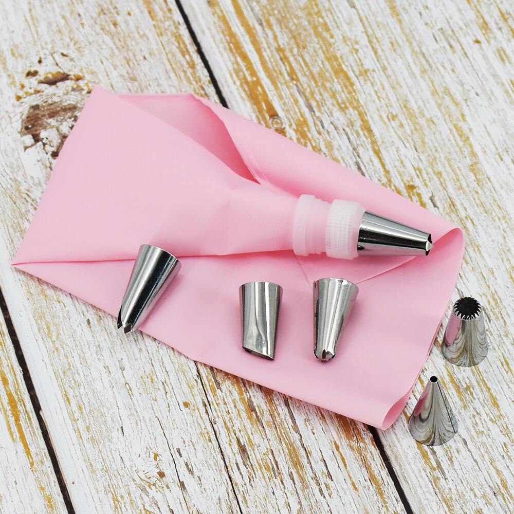 8 Teile/satz Silikon Gebäck Tasche Tipps Küche DIY Glasur Rohrleitungen Creme Wiederverwendbare Gebäck Taschen + 6 Düse einstellen Kuchen Dekorieren werkzeuge